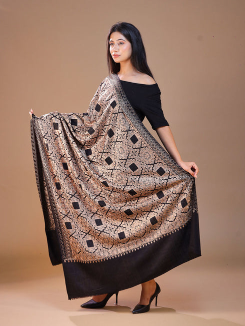 Women's Pure Wool Faux Pashmina Aari Embroidery Shawl